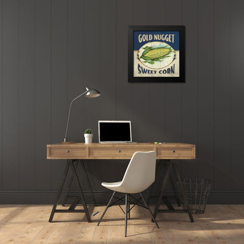 Corn Label Black Modern Wood Framed Art Print by Marrott, Stephanie