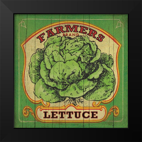Lettuce Label Black Modern Wood Framed Art Print by Marrott, Stephanie
