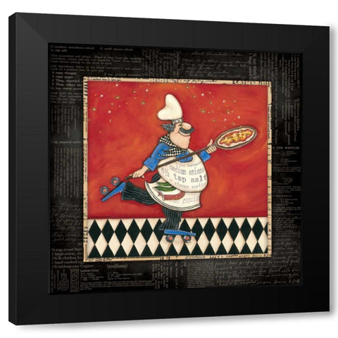 Roller Pizza Chef Black Modern Wood Framed Art Print with Double Matting by Marrott, Stephanie