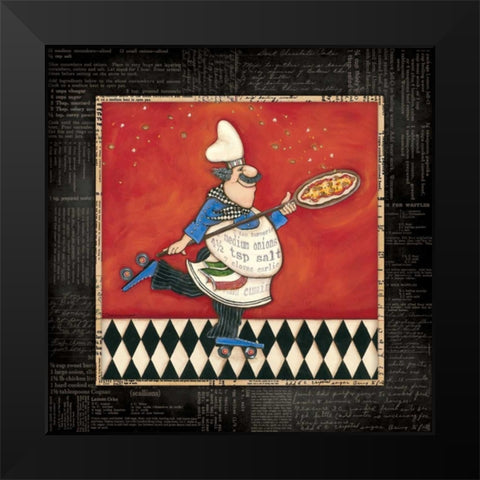Roller Pizza Chef Black Modern Wood Framed Art Print by Marrott, Stephanie