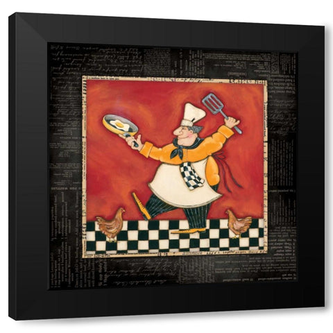 Chicken Dance Chef Black Modern Wood Framed Art Print with Double Matting by Marrott, Stephanie