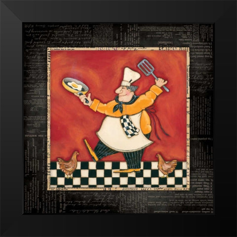 Chicken Dance Chef Black Modern Wood Framed Art Print by Marrott, Stephanie