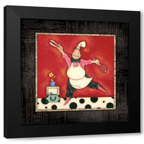 Dinner Dance Chef Black Modern Wood Framed Art Print by Marrott, Stephanie