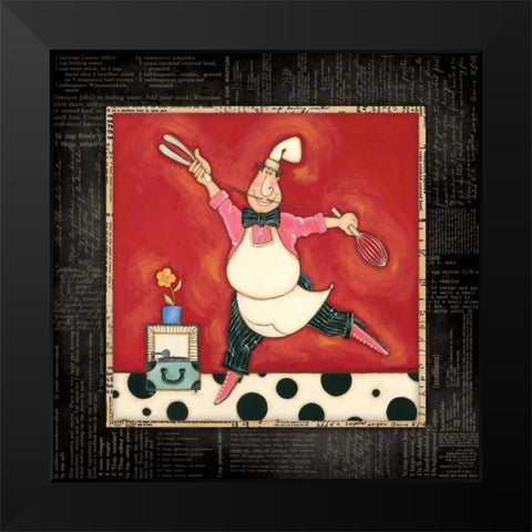 Dinner Dance Chef Black Modern Wood Framed Art Print by Marrott, Stephanie