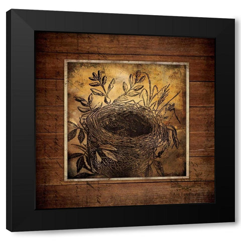 Woodland Nest Black Modern Wood Framed Art Print by Marrott, Stephanie