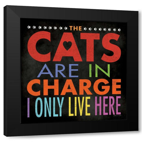 Cats In Charge Black Modern Wood Framed Art Print by Marrott, Stephanie