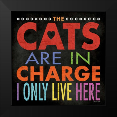 Cats In Charge Black Modern Wood Framed Art Print by Marrott, Stephanie