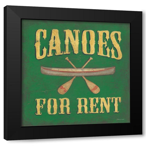 Canoes For Rent Black Modern Wood Framed Art Print by Marrott, Stephanie