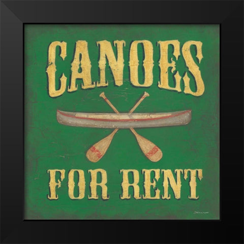 Canoes For Rent Black Modern Wood Framed Art Print by Marrott, Stephanie