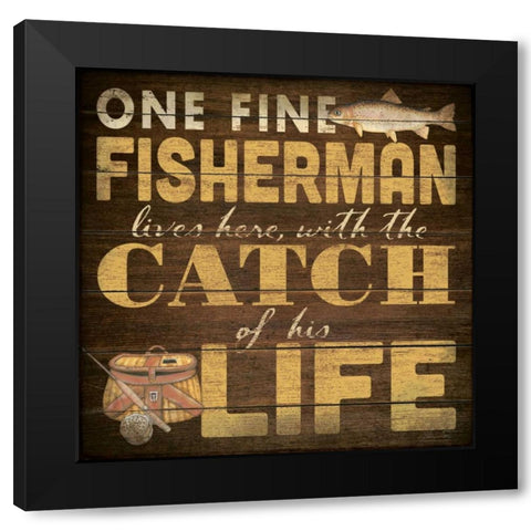 Fine Fisherman Black Modern Wood Framed Art Print by Marrott, Stephanie