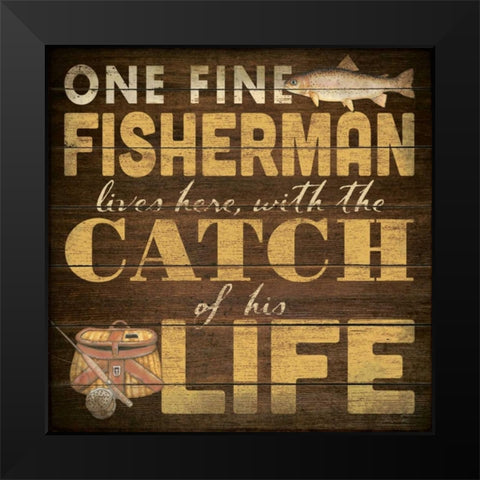 Fine Fisherman Black Modern Wood Framed Art Print by Marrott, Stephanie
