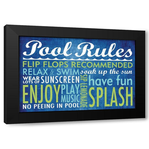 Pool Rules Black Modern Wood Framed Art Print with Double Matting by Marrott, Stephanie