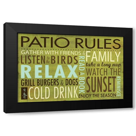 Patio Rules Black Modern Wood Framed Art Print with Double Matting by Marrott, Stephanie