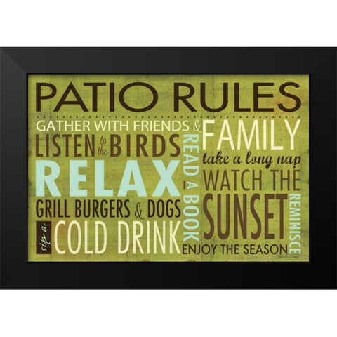 Patio Rules Black Modern Wood Framed Art Print by Marrott, Stephanie