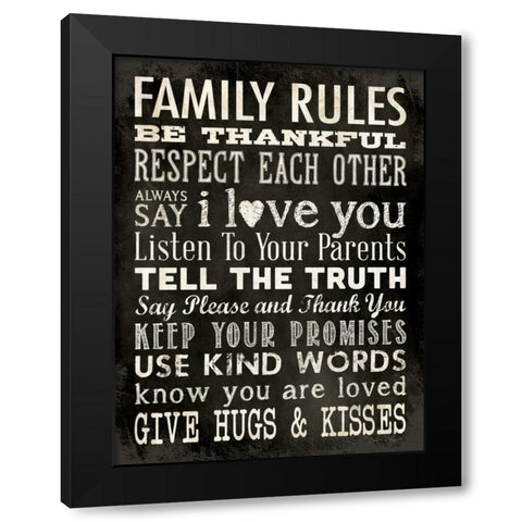 Family Rules - Black Black Modern Wood Framed Art Print with Double Matting by Marrott, Stephanie