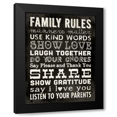 Family Rules - Black II Black Modern Wood Framed Art Print by Marrott, Stephanie