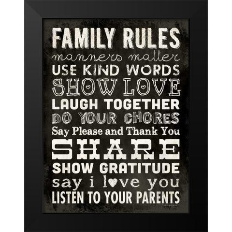 Family Rules - Black II Black Modern Wood Framed Art Print by Marrott, Stephanie