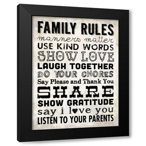 Family Rules - Cream II Black Modern Wood Framed Art Print with Double Matting by Marrott, Stephanie