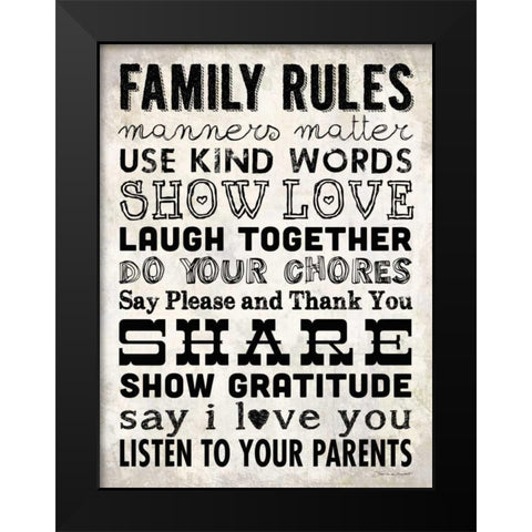 Family Rules - Cream II Black Modern Wood Framed Art Print by Marrott, Stephanie
