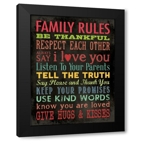 Family Rules - Color Black Modern Wood Framed Art Print with Double Matting by Marrott, Stephanie