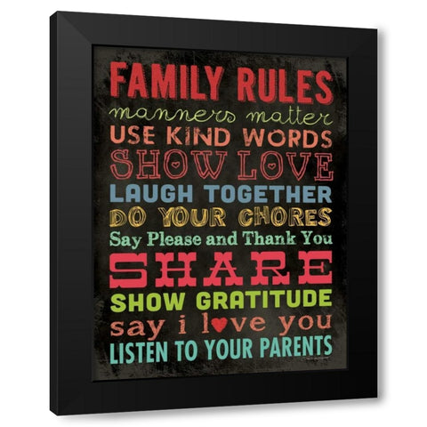 Family Rules - Color II Black Modern Wood Framed Art Print with Double Matting by Marrott, Stephanie