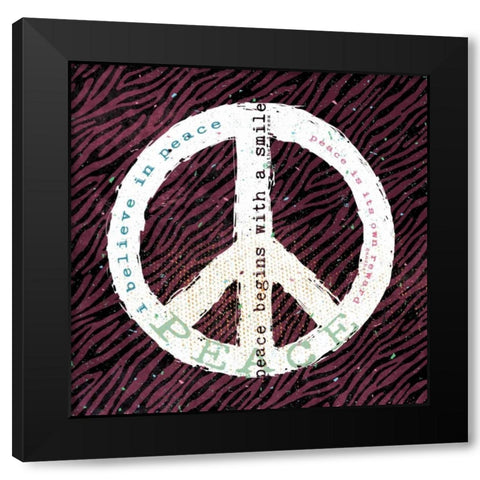 Peace Smile Zebra Black Modern Wood Framed Art Print by Marrott, Stephanie
