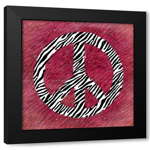Pink Peace Zebra Black Modern Wood Framed Art Print with Double Matting by Marrott, Stephanie