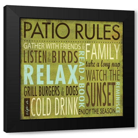 Patio Rules Black Modern Wood Framed Art Print by Marrott, Stephanie