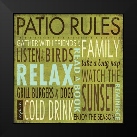 Patio Rules Black Modern Wood Framed Art Print by Marrott, Stephanie