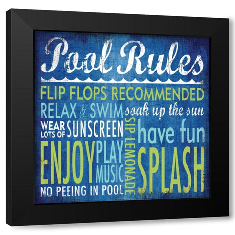Pool Rules Black Modern Wood Framed Art Print with Double Matting by Marrott, Stephanie