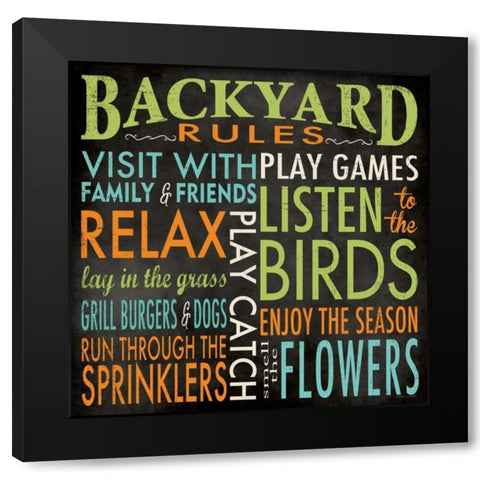 Backyard Rules Black Modern Wood Framed Art Print with Double Matting by Marrott, Stephanie