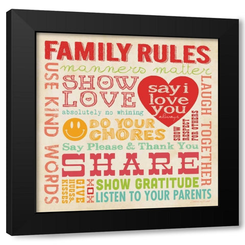 Family Rules III Black Modern Wood Framed Art Print by Marrott, Stephanie