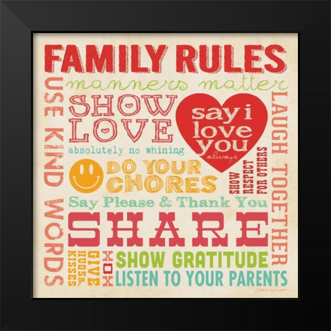 Family Rules III Black Modern Wood Framed Art Print by Marrott, Stephanie