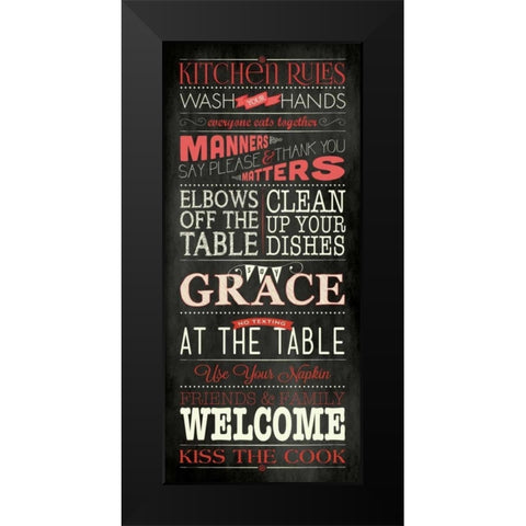 Kitchen Rules - Black Black Modern Wood Framed Art Print by Marrott, Stephanie