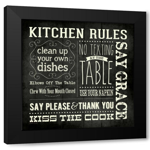 Kitchen Rules - Black Square Black Modern Wood Framed Art Print with Double Matting by Marrott, Stephanie