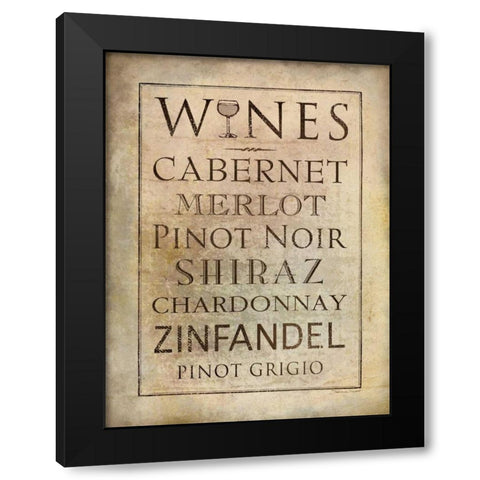 Wines Black Modern Wood Framed Art Print with Double Matting by Marrott, Stephanie