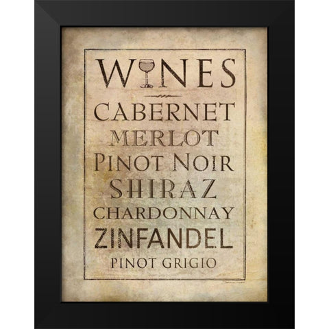 Wines Black Modern Wood Framed Art Print by Marrott, Stephanie