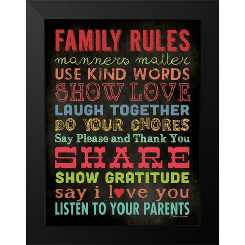 Family Rules IV Black Modern Wood Framed Art Print by Marrott, Stephanie
