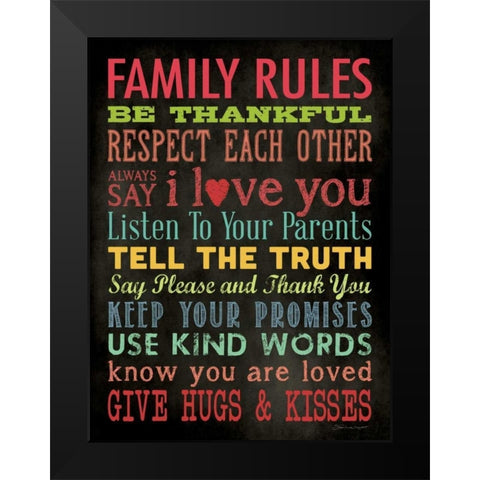 Family Rules V Black Modern Wood Framed Art Print by Marrott, Stephanie