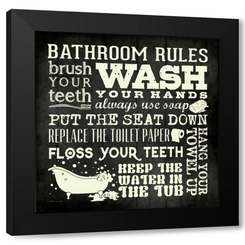 Bath Rules II Black Modern Wood Framed Art Print with Double Matting by Marrott, Stephanie