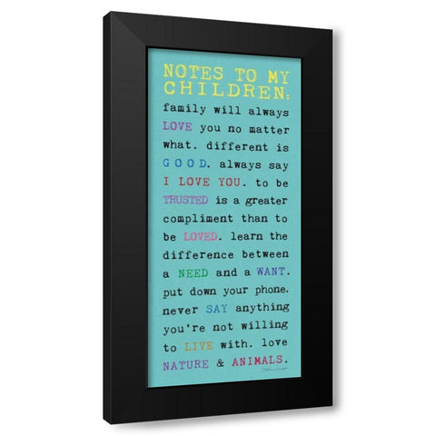 Notes to Children I Black Modern Wood Framed Art Print with Double Matting by Marrott, Stephanie