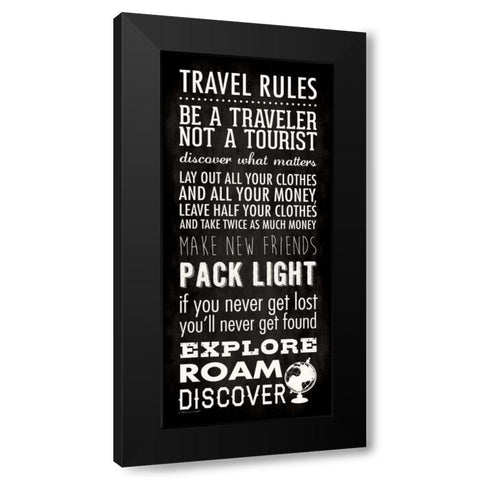 Travel Rules I Black Modern Wood Framed Art Print by Marrott, Stephanie