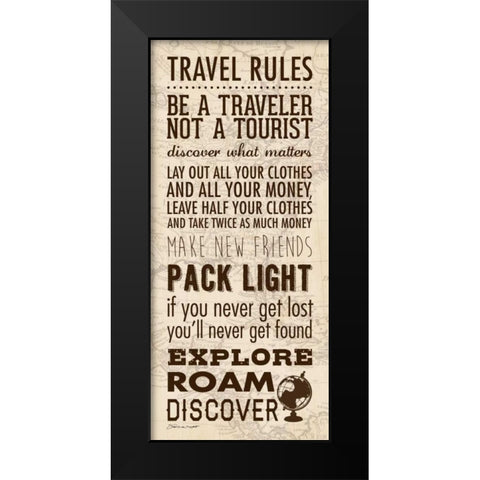 Travel Rules II Black Modern Wood Framed Art Print by Marrott, Stephanie
