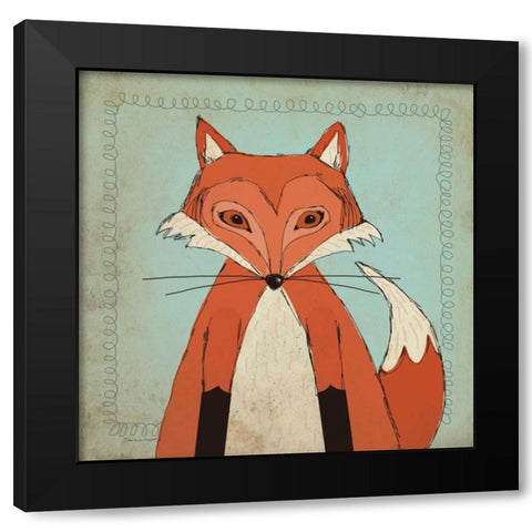 Fox Black Modern Wood Framed Art Print by Marrott, Stephanie