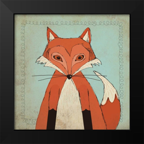 Fox Black Modern Wood Framed Art Print by Marrott, Stephanie