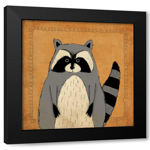 Raccoon Black Modern Wood Framed Art Print with Double Matting by Marrott, Stephanie