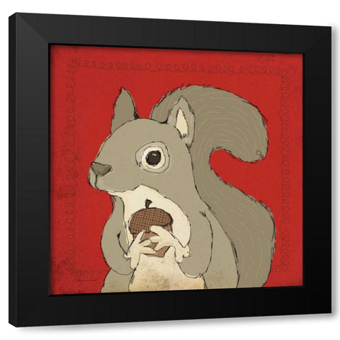 Squirrel Black Modern Wood Framed Art Print by Marrott, Stephanie