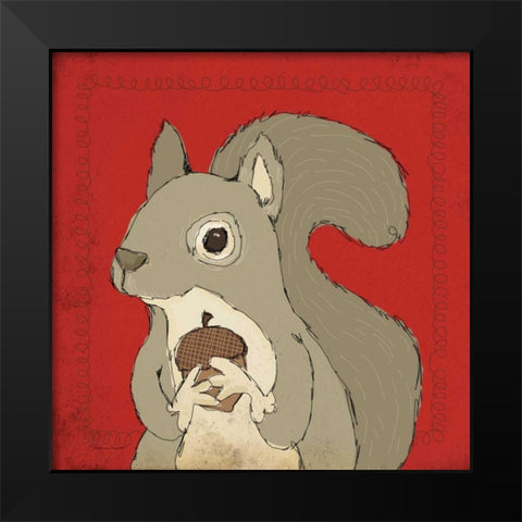 Squirrel Black Modern Wood Framed Art Print by Marrott, Stephanie