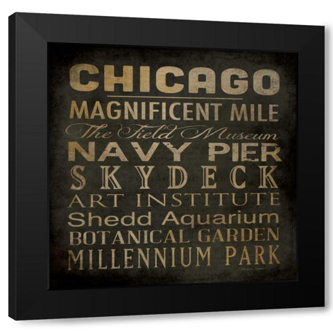 Chicago Black Modern Wood Framed Art Print by Marrott, Stephanie