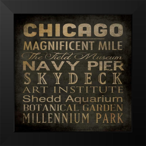 Chicago Black Modern Wood Framed Art Print by Marrott, Stephanie